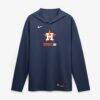 Houston Astros Nike Authentic Collection Dri-FIT Long Sleeve Hooded T-Shirt - Navy - Alt1