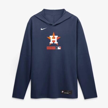 Houston Astros Nike Authentic Collection Dri-FIT Long Sleeve Hooded T-Shirt - Navy - Alt1