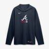 Atlanta Braves Nike Authentic Collection Dri-FIT Long Sleeve Hooded T-Shirt - Navy - Alt1
