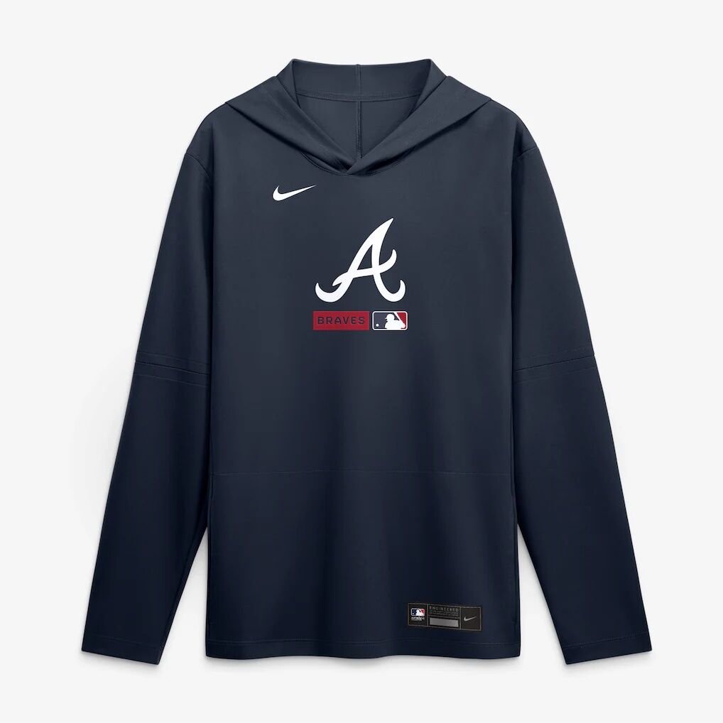 Atlanta Braves Nike Authentic Collection Dri-FIT Long Sleeve Hooded T-Shirt