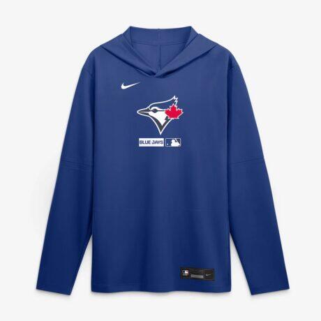 Toronto Blue Jays Nike Authentic Collection Dri-FIT Long Sleeve Hooded T-Shirt - - Alt1