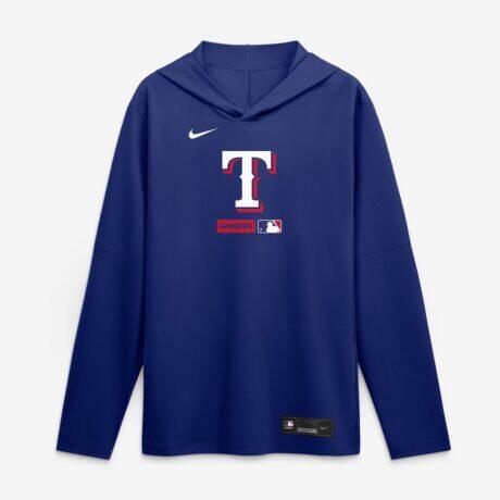 Texas Rangers Nike Authentic Collection Dri-FIT Long Sleeve Hooded T-Shirt - Royal