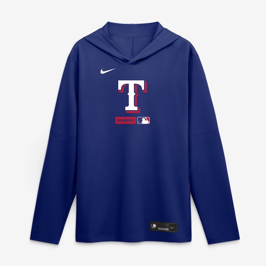 Texas Rangers Nike Authentic Collection Dri-FIT Long Sleeve Hooded T-Shirt – Royal