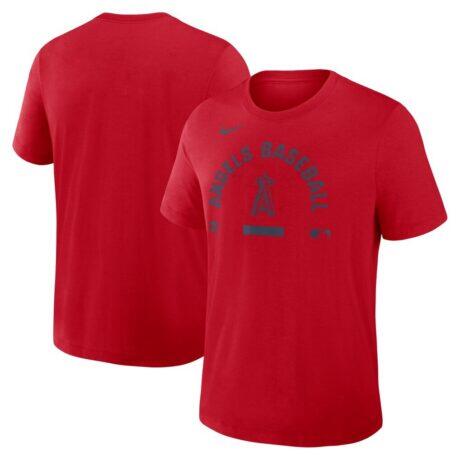Los Angeles Angels Nike Authentic Collection Early Work Tri-Blend Dri-FIT T-Shirt - Red - Front View