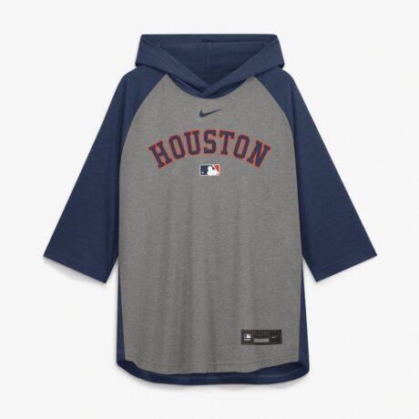 Houston Astros Nike Authentic Collection Flux Dri-FIT Raglan 3/4-Sleeve Hooded T-Shirt
