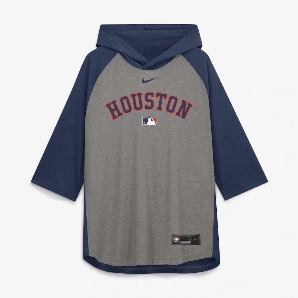 Houston Astros Nike Authentic Collection Flux Dri-FIT Raglan 3/4-Sleeve Hooded T-Shirt