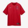 Los Angeles Angels Nike Authentic Collection Dri-FIT Quarter-Zip Windshirt - Red - Alt1