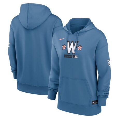 Washington Nationals Nike Women's Authentic Collection City Connect Therma Hoodie - Blue - Front View