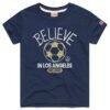 LA Galaxy Homage Youth MLS x Ted Lasso Believe Graphic Tri-Blend T-Shirt - Navy - Front View