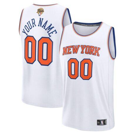 New York Knicks Fashion7 Youth 2026 NBA Finals Fast Break Replica Custom Jersey - White - Front View