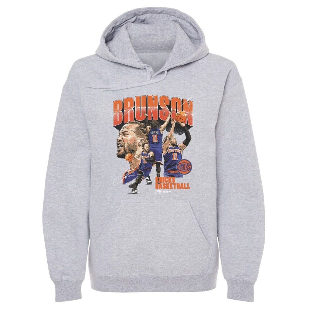 Jalen Brunson New York Knicks 500 Level Collage Pullover Hoodie