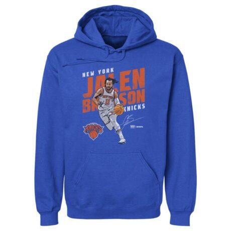 Jalen Brunson New York Knicks 500 Level Slant Pullover Hoodie - Blue - Front View