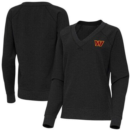 Washington Commanders Antigua Women's Varsity Tri-Blend V-Neck Long Sleeve T-Shirt - - Front View