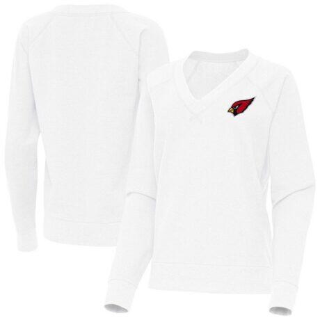 Arizona Cardinals Antigua Women's Varsity Tri-Blend V-Neck Long Sleeve T-Shirt - White - Front View