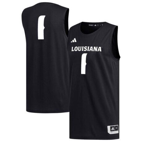 #1 Louisiana Ragin' Cajuns adidas Replica Basketball Jersey - Black - Front View