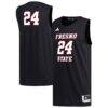 #24 Fresno State Bulldogs adidas Replica Basketball Jersey - Black - Front View
