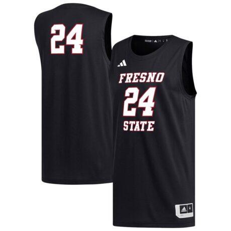 #24 Fresno State Bulldogs adidas Replica Basketball Jersey - Black - Front View