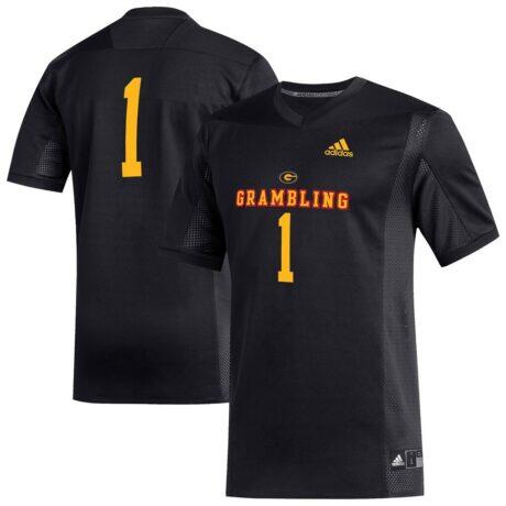 #1 Grambling Tigers adidas Replica Football Jersey - Black - Front View