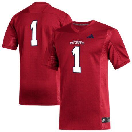 #1 Florida Atlantic Owls adidas Replica Football Jersey - Red - Front View