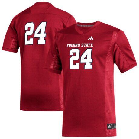 #24 Fresno State Bulldogs adidas Replica Football Jersey - Red - Front View