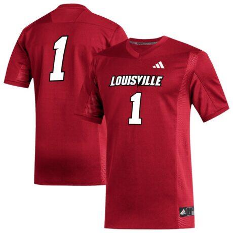 #1 Louisville Cardinals adidas Replica Football Jersey - Red - Front View