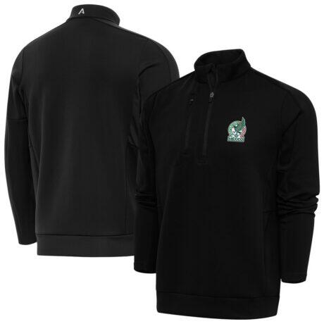Mexico National Team Antigua Genesis Quarter-Zip Pullover - Black - Front View