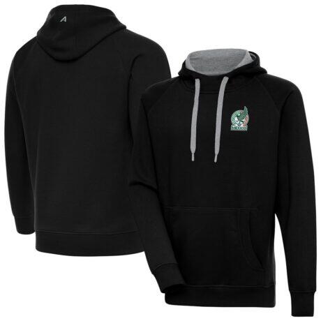 Mexico National Team Antigua Takeover Pullover Hoodie - Black - Front View