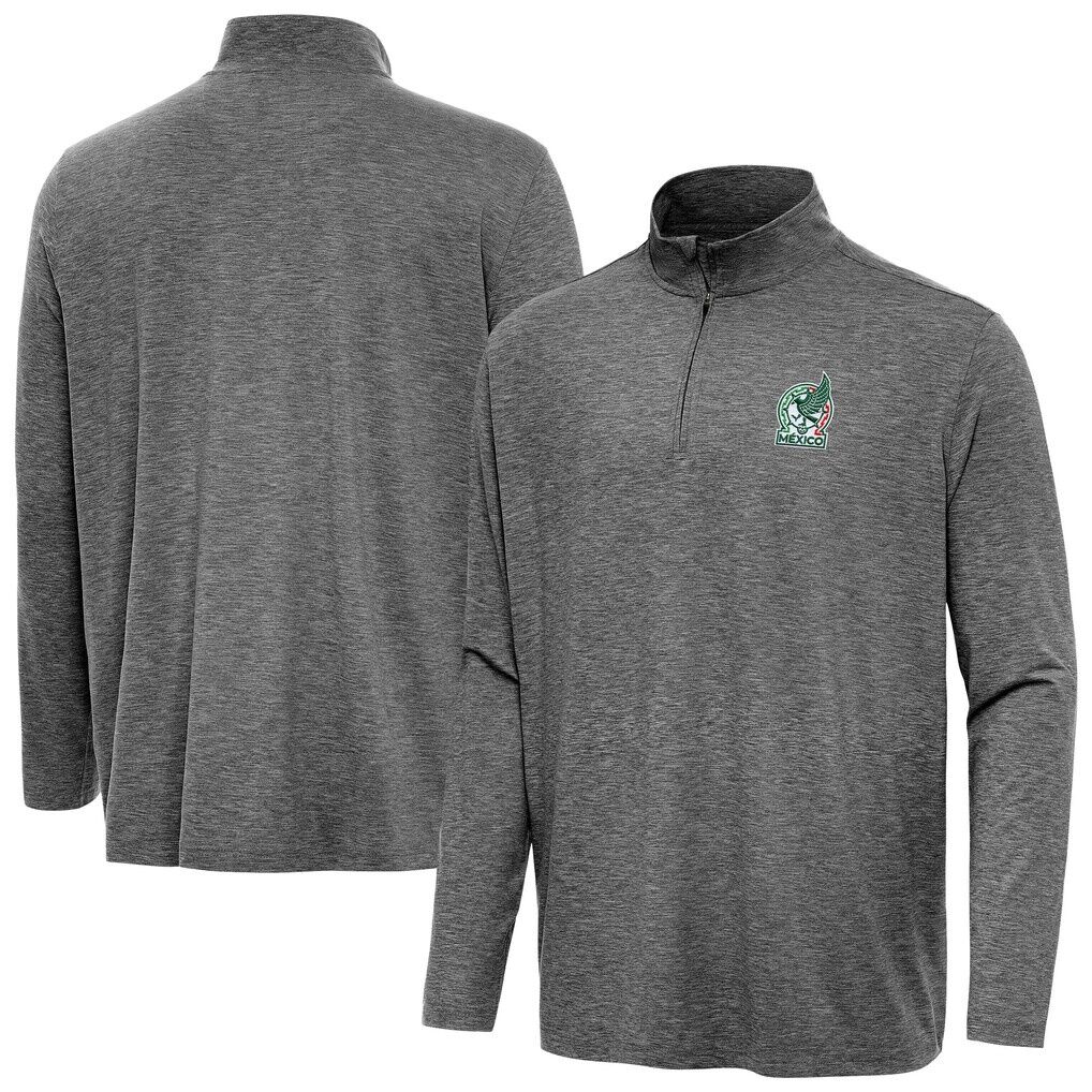Mexico National Team Antigua Master Quarter-Zip Pullover - Heather Black