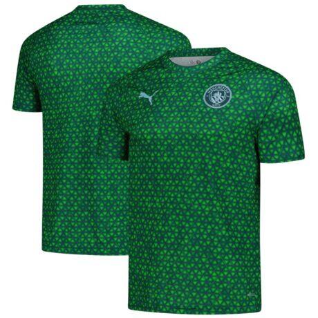 Manchester City Puma 2025/26 Pre-Match Training Jersey - Green - Front View
