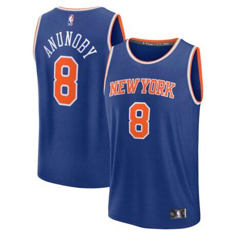 OG Anunoby New York Knicks Fashion7 Youth Fast Break Replica Player Jersey - Blue - - Front View