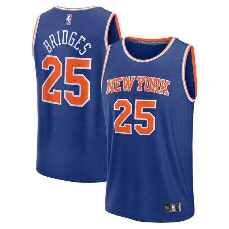 Mikal Bridges New York Knicks Fashion7 Youth Fast Break Replica Player Jersey - Blue - - Front View