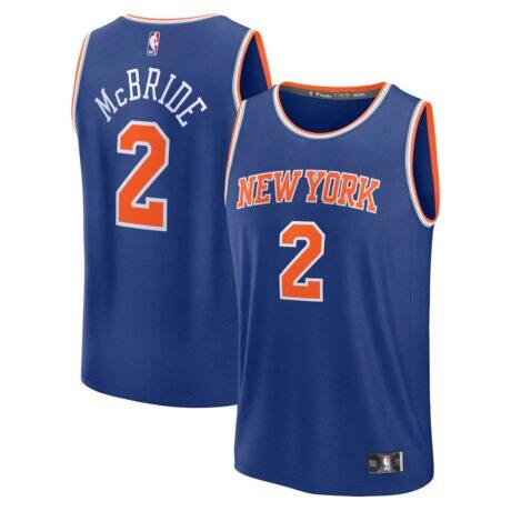 Miles McBride New York Knicks Fashion7 Youth Fast Break Replica Jersey - Blue - - Front View