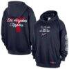 LA Clippers Nike Courtside Club Premium Hoodie - Navy - Front View