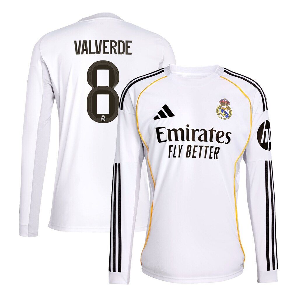 Federico Valverde Real Madrid adidas 2025/26 Home Replica Long Sleeve Jersey