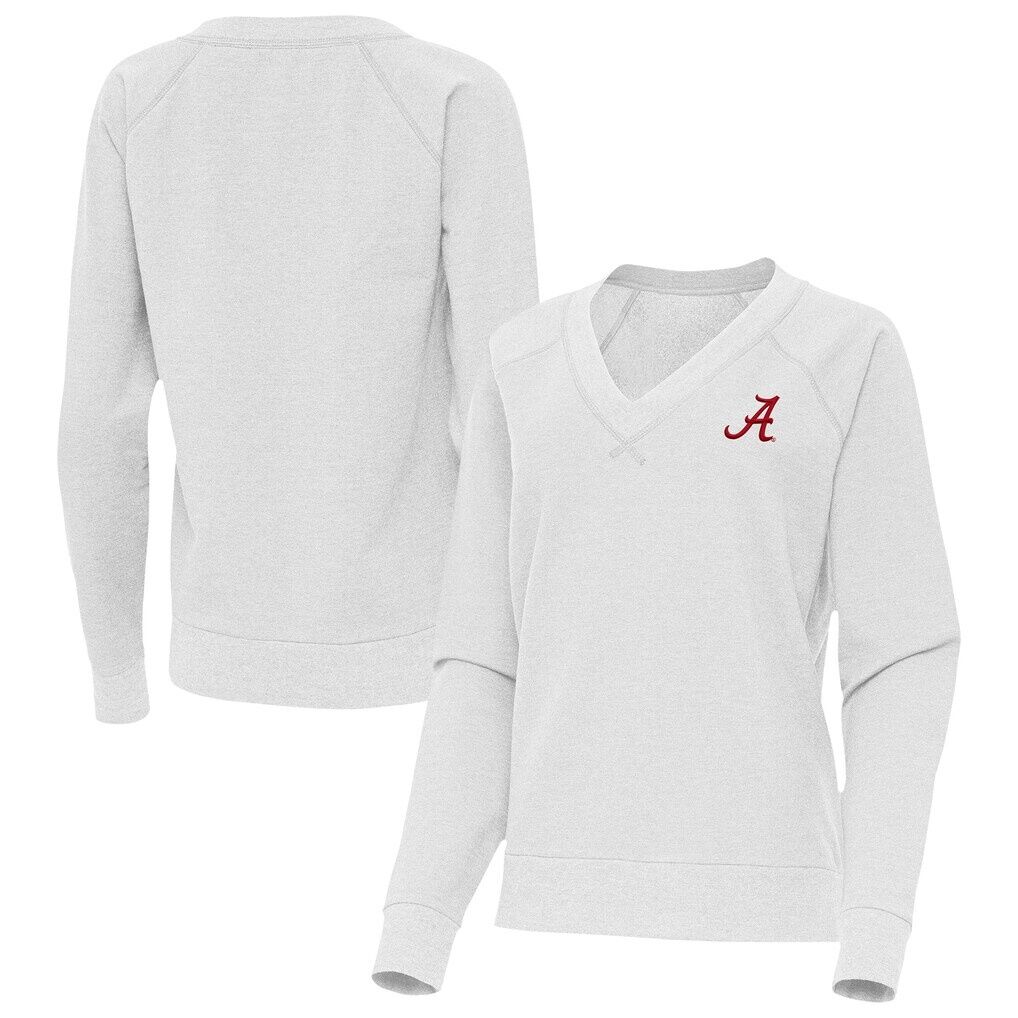 Alabama Crimson Tide Antigua Women's Varsity V-Neck Tri-Blend Pullover Sweatshirt - Heather Gray