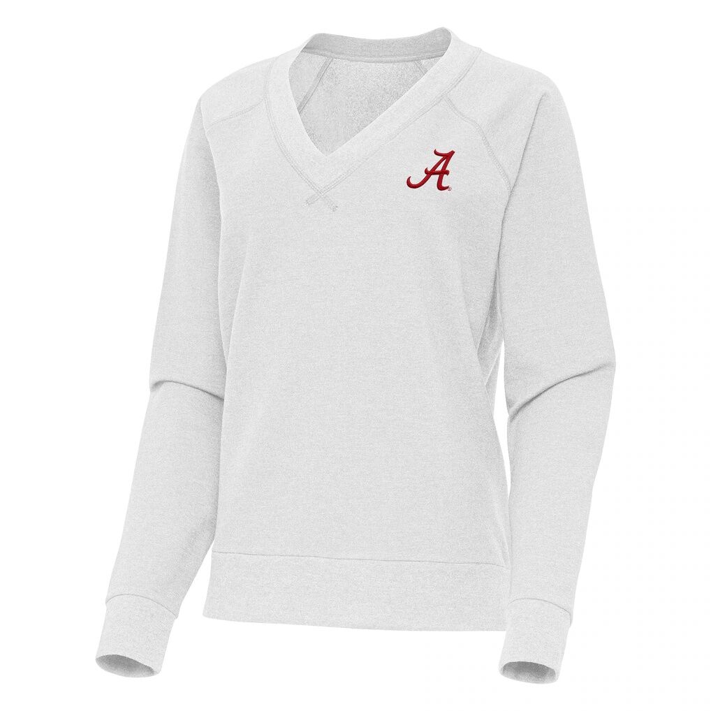 Alabama Crimson Tide Antigua Women's Varsity V-Neck Tri-Blend Pullover Sweatshirt - Heather Gray
