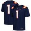 #1 Illinois Fighting Illini Nike Game Football Jersey - Navy - Front View