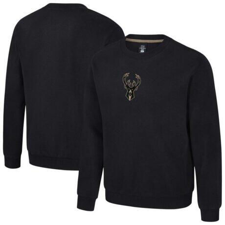 Milwaukee Bucks Stadium Essentials Unisex Club Level Chenille Sweatshirt - Black - Front View