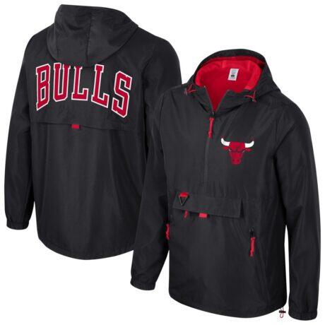 Chicago Bulls Stadium Essentials Unisex Compete Quarter-Zip Hoodie Jacket - Black - Front View