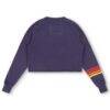 Texas Rangers Aviator Nation x MLB Women's Rugby Stitch Cropped Tri-Blend Pullover Sweatshirt - Navy - Detail View