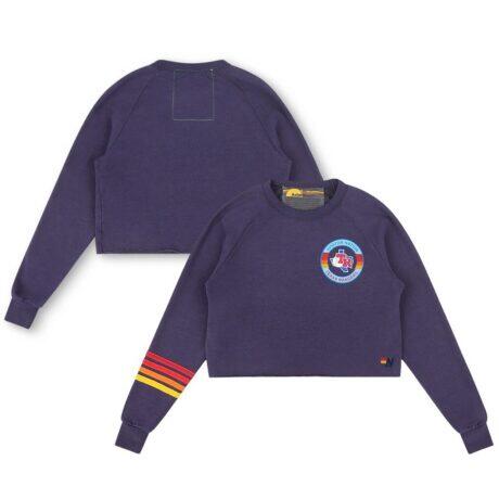 Texas Rangers Aviator Nation x MLB Women's Rugby Stitch Cropped Tri-Blend Pullover Sweatshirt