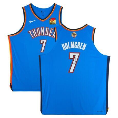 Chet Holmgren Oklahoma City Thunder Autographed Fashion7 Authentic Nike 2025 NBA Finals Patch Blue Icon Authentic Jersey