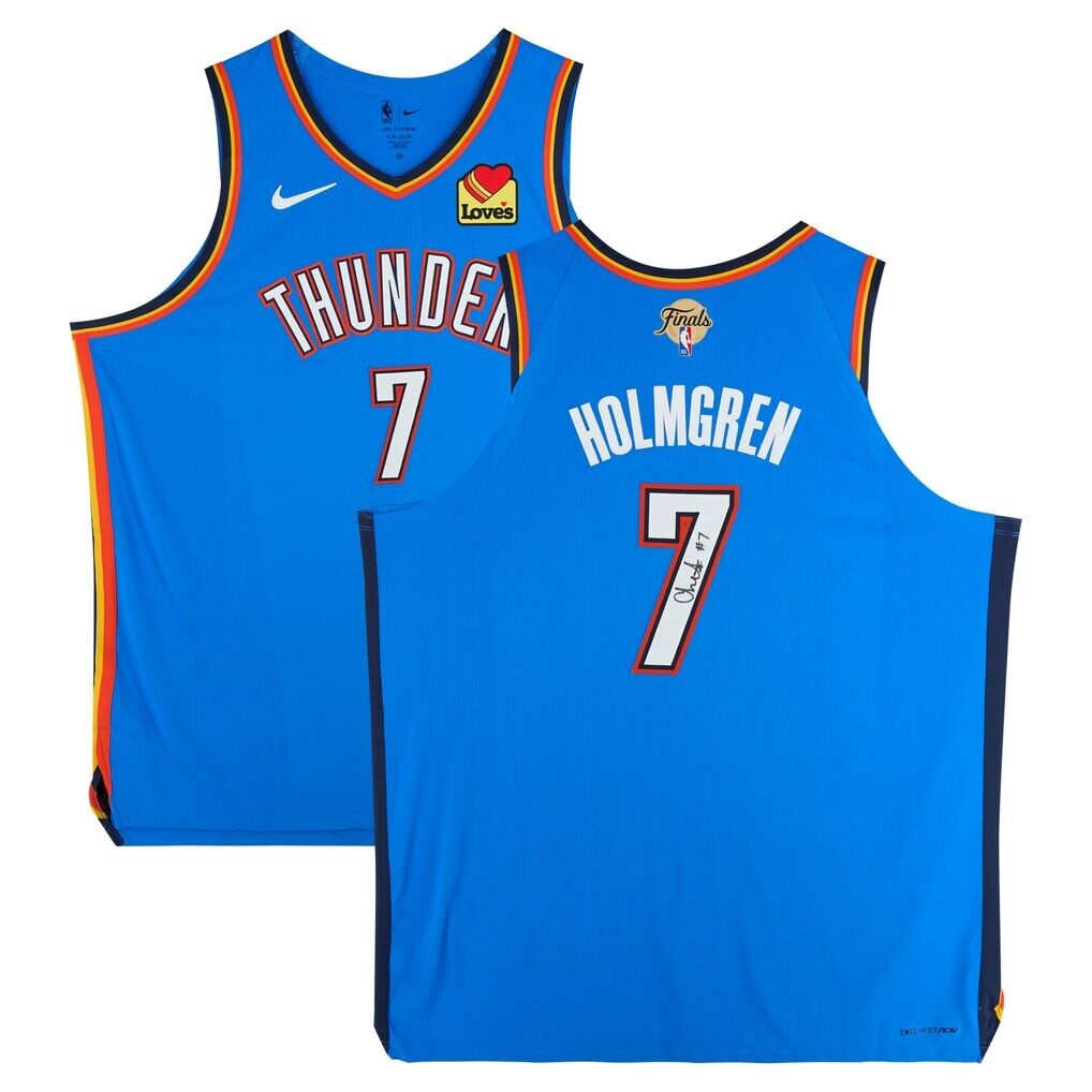 Chet Holmgren Oklahoma City Thunder Autographed Fashion7 Authentic Nike 2025 NBA Finals Patch Blue Icon Authentic Jersey