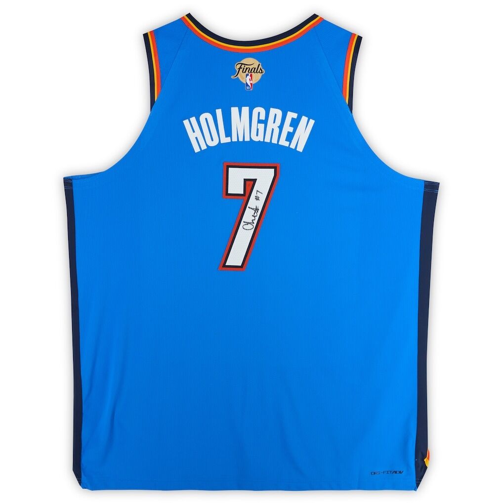 Chet Holmgren Oklahoma City Thunder Autographed Fashion7 Authentic Nike 2025 NBA Finals Patch Blue Icon Authentic Jersey