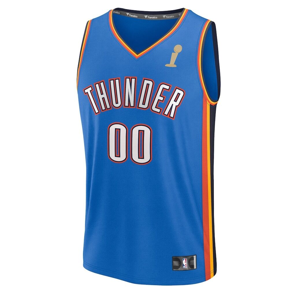 Fashion7  Oklahoma City Thunder  Youth Blue 2025 NBA Finals Champions Fast Break Replica Custom Jersey - Icon Edition