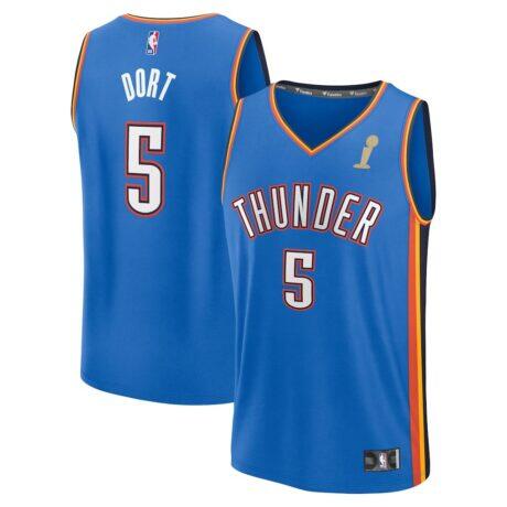 Luguentz Dort Oklahoma City Thunder Fashion7 Youth 2025 NBA Finals Champions Fast Break Replica Player Jersey - Blue - - Front View
