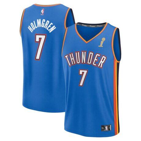 Chet Holmgren Oklahoma City Thunder Fashion7 Youth 2025 NBA Finals Champions Fast Break Replica Player Jersey - Blue - - Front View