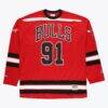 Dennis Rodman Chicago Bulls Mitchell & Ness Big & Tall NBA Hockey Jersey - Red - Front View