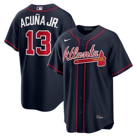 Ronald Acuña Jr. Atlanta Braves Nike Alternate Replica Jersey - Navy - Front View