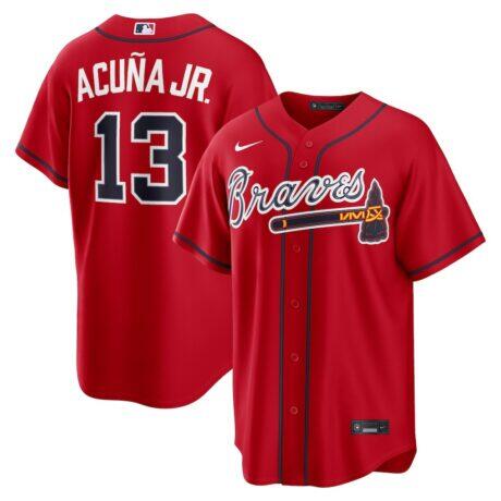 Ronald Acuña Jr. Atlanta Braves Nike Alternate 2 Replica Jersey - Red - Front View